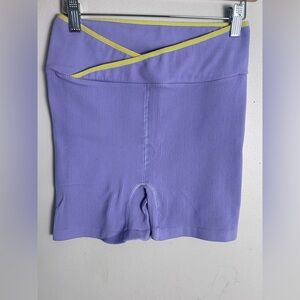 Vibrant Purple and Yellow High-Waisted Bike Shorts